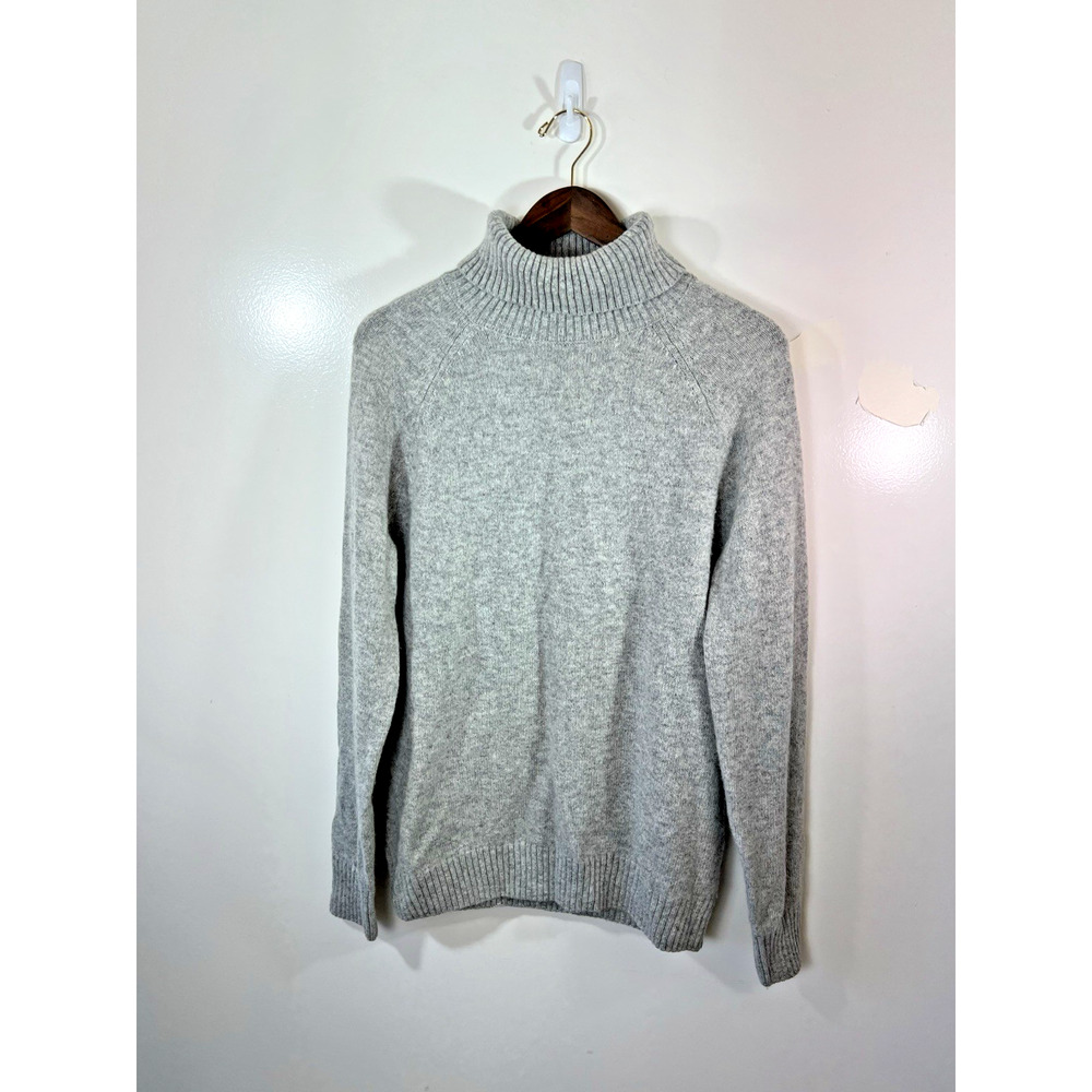 Lachlan Womens Merino Wool Turtleneck Sweater Gray Size M Understated Minimalism